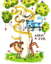 Kalendář 2027 Slavné páry – Adam a Eva (ilustrace Rudolf Brančovský)