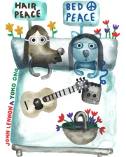 Kalendář 2027 Slavné páry – John Lennon a Yoko Ono (ilustrace Rudolf Brančovský)