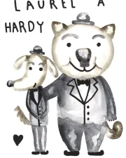 Kalendář 2027 Slavné páry – Laurel a Hardy (ilustrace Rudolf Brančovský)